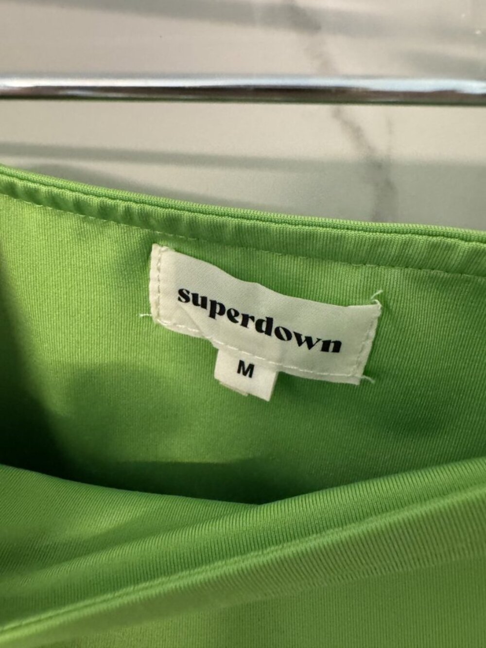 superdown Lime Green Two Piece Set Lace Up Crop Tank S + Mini Skirt M - Picture 4 of 4